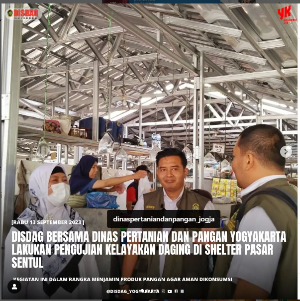 DISDAG Bersama Dinas Pertanian dan Pangan Yogyakarta Lakukan Pengujian Kelayakan Daging di Shelter Pasar Sentul