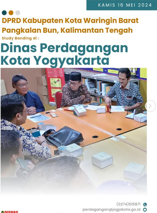 DPRP Kabupaten Kota Waringin Barat Pangkalan Bun Kalimantan Tengah, Study Banding di Dinas Perdagangan Kota Yogyakarta